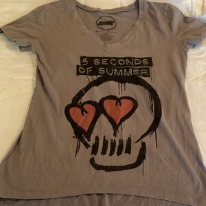 5 Seconds Of Summer Beige V-Neck Tee